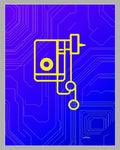 Electric Blue Circuit Board Graphic Rug