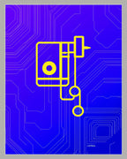Electric Blue Circuit Board Graphic Rug