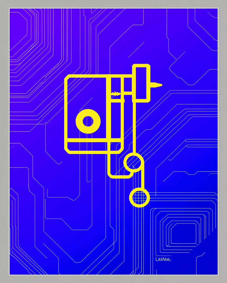 Electric Blue Circuit Board Graphic Rug