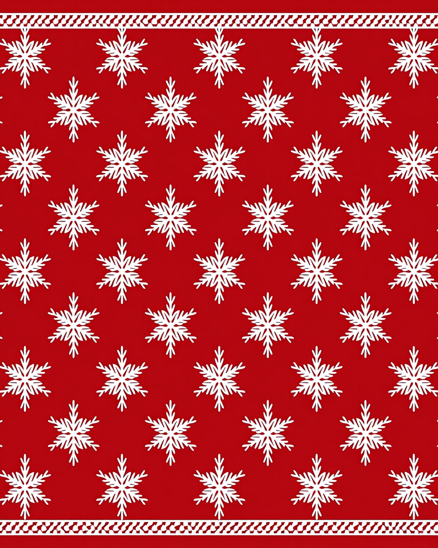 Red White Snowflake Festive Holiday Rug