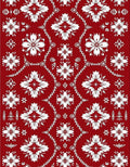 Crimson White Floral Medallion Lattice Rug