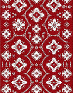 Crimson White Floral Medallion Lattice Rug