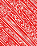 Red White Swirling Calligraphy Stripe Rug