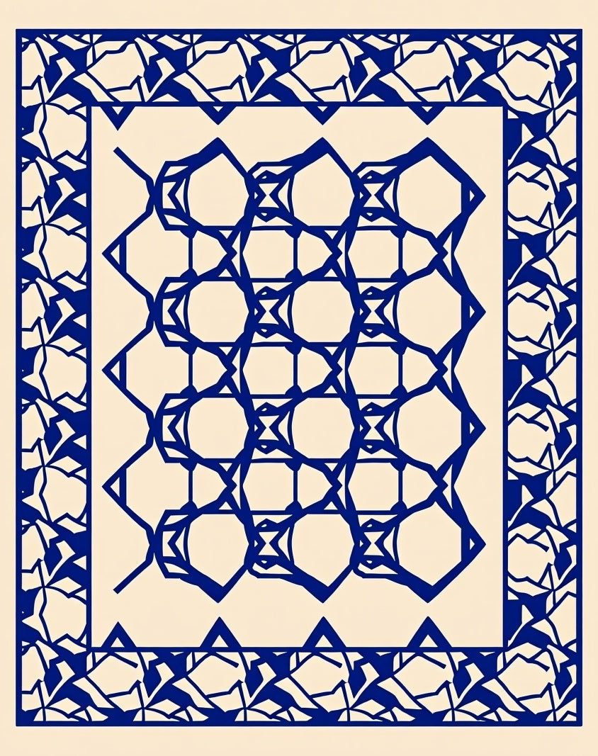 Abstract Blue Geometric Lattice Rug