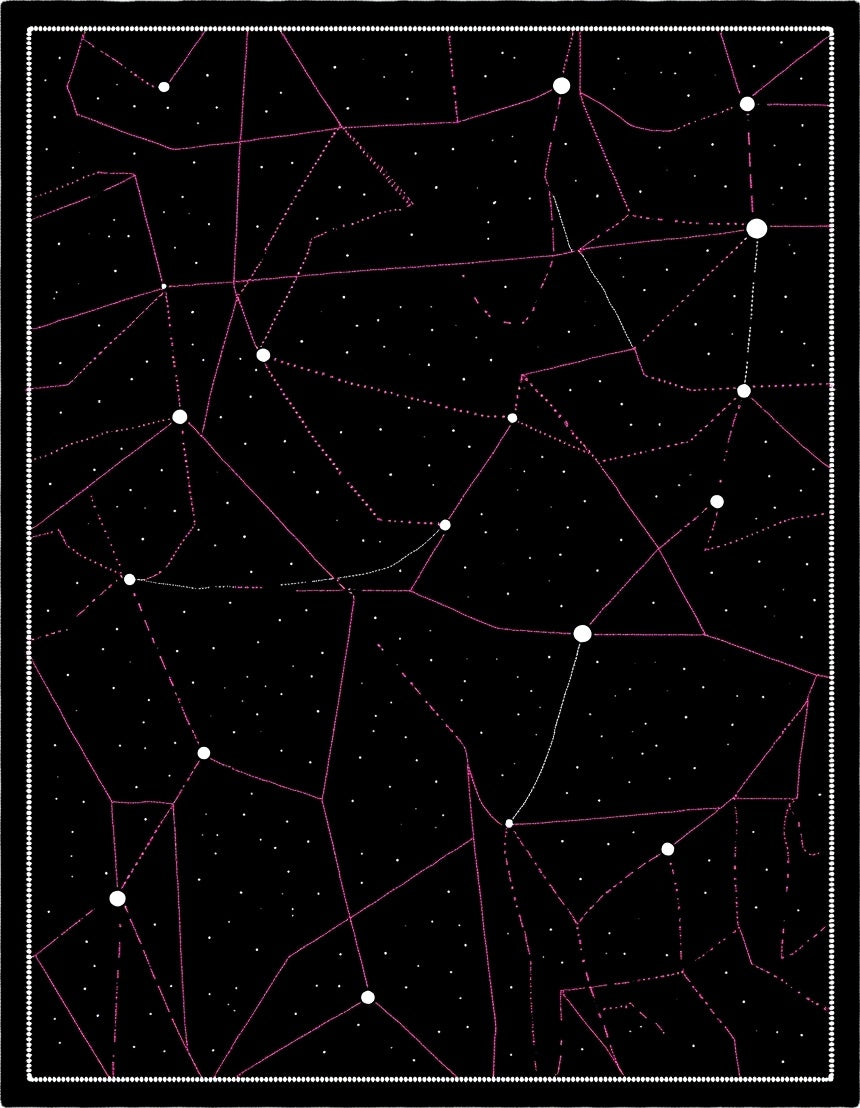 Black Cosmic Connect The Dots Rug