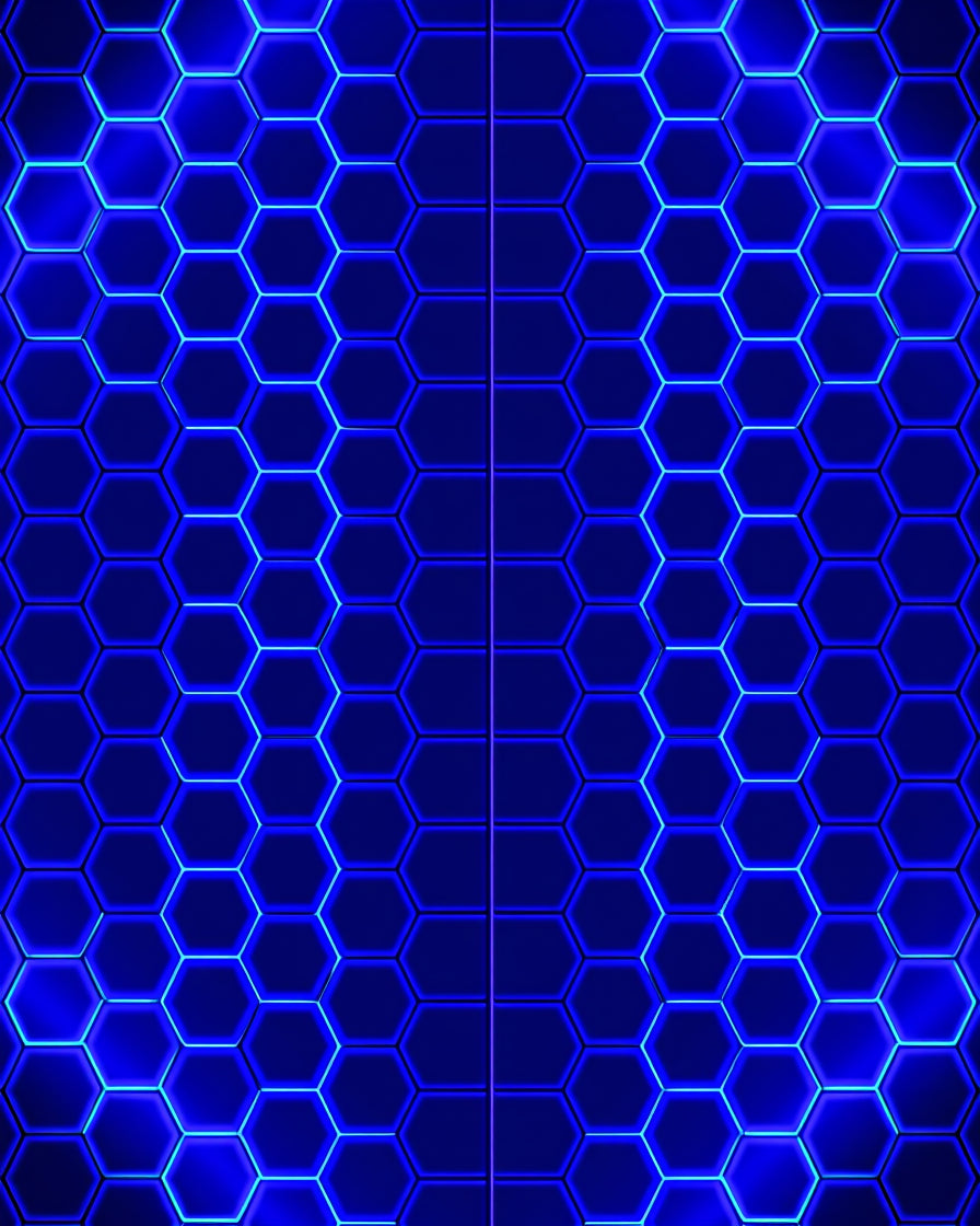 Electric Blue Hexagonal Grid Rug