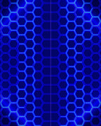 Electric Blue Hexagonal Grid Rug