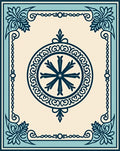 Navy Blue Ivory Mandala Floral Border Rug