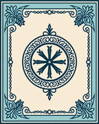 Navy Blue Ivory Mandala Floral Border Rug