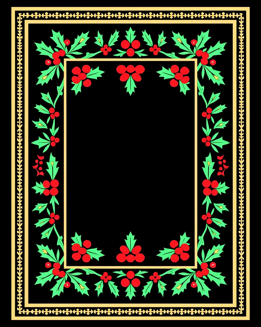 Gold Edged Holly Berry Border Rug