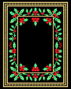 Gold Edged Holly Berry Border Rug