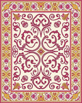 Fuchsia Gold Scrollwork Floral Archway Rug