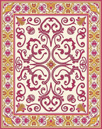 Fuchsia Gold Scrollwork Floral Archway Rug