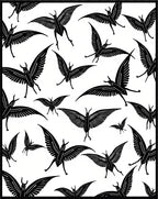Vibrant Black White Winged Creatures Rug