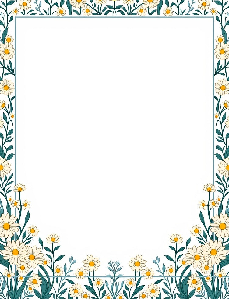 Cream Daisy Botanical Border Rug