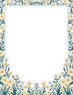 Cream Daisy Botanical Border Rug
