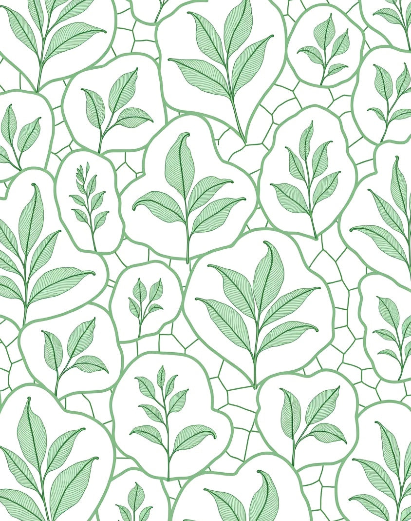 Green Leaf Branches Organic Overlay Rug