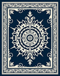 Vintage Indigo Floral Medallion Border Rug