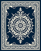 Vintage Indigo Floral Medallion Border Rug