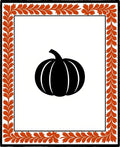 Black Pumpkin Autumn Leaf Border Rug