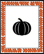 Black Pumpkin Autumn Leaf Border Rug