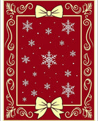 Festive Red Snowflakes Bows Accents Rug