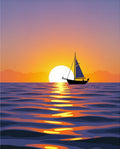 Sunset Sailboat Purple Orange Water Rug