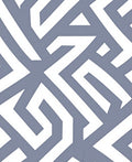 Slate Blue White Geometric Maze Rug