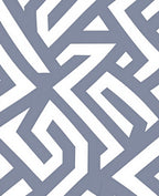 Slate Blue White Geometric Maze Rug