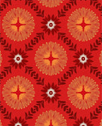 Red Orange Floral Radiant Motif Rug