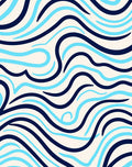 Marine Blue Light Blue Wave Rug