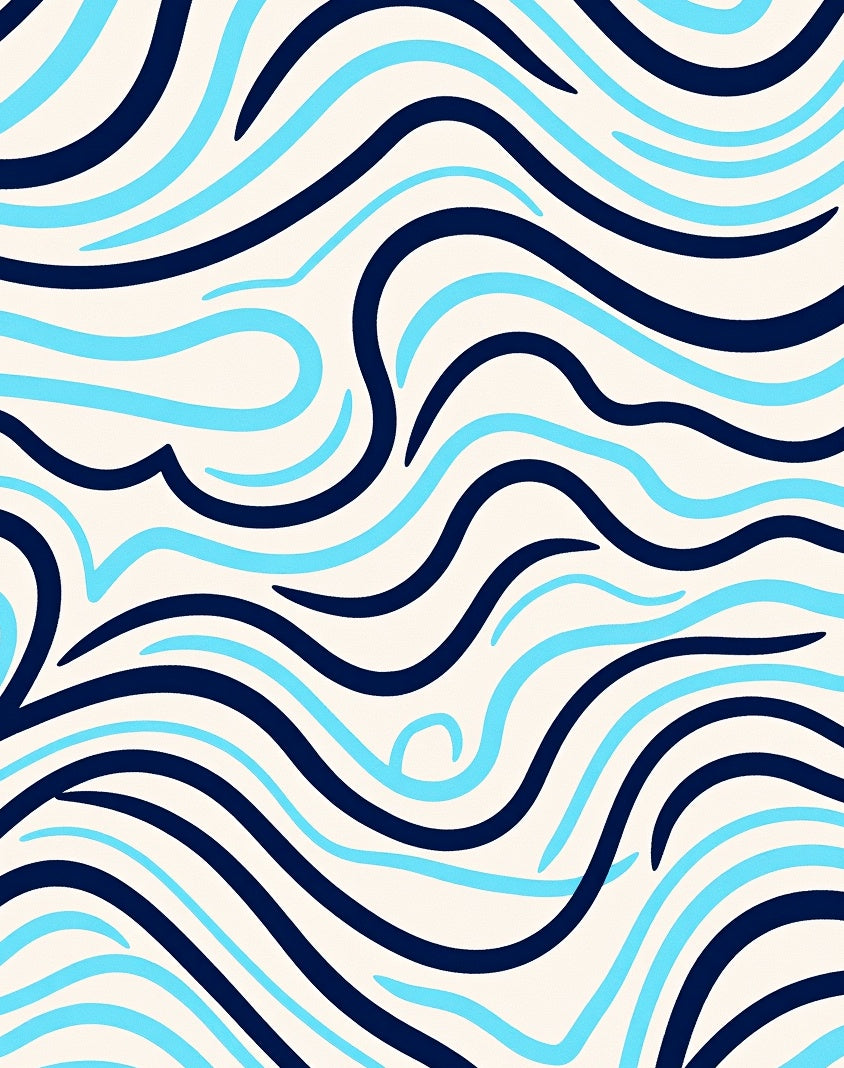 Marine Blue Light Blue Wave Rug