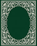 Emerald Green Ivory Floral Border Oval Rug
