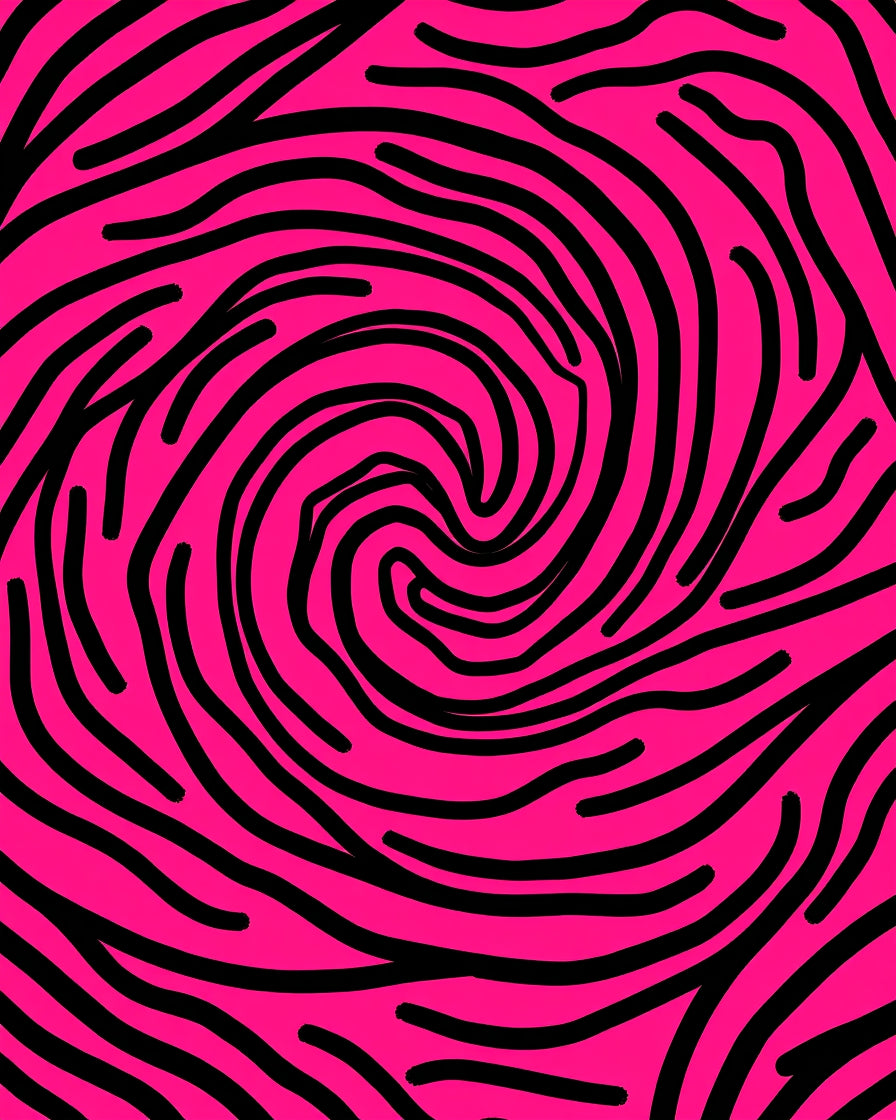 Hot Pink Black Zebra Swirl Rug