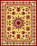 Crimson Sunburst Bordered Yellow Rug