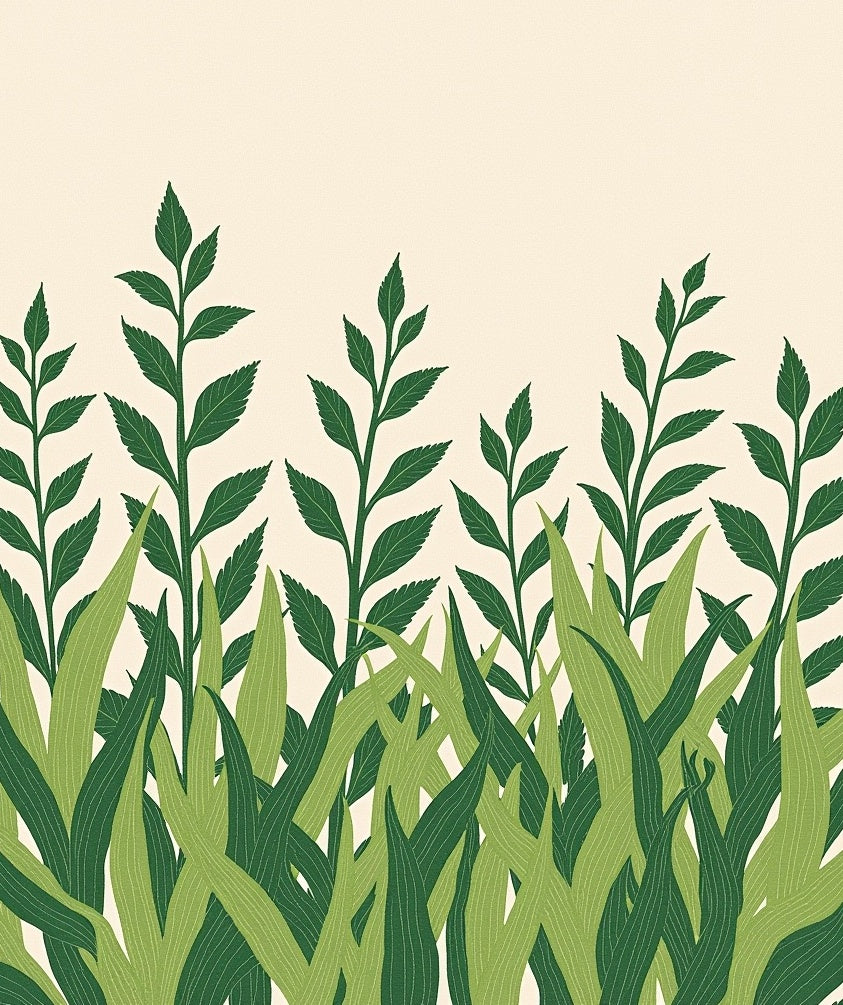 Verdant Green Leafery Field Rug