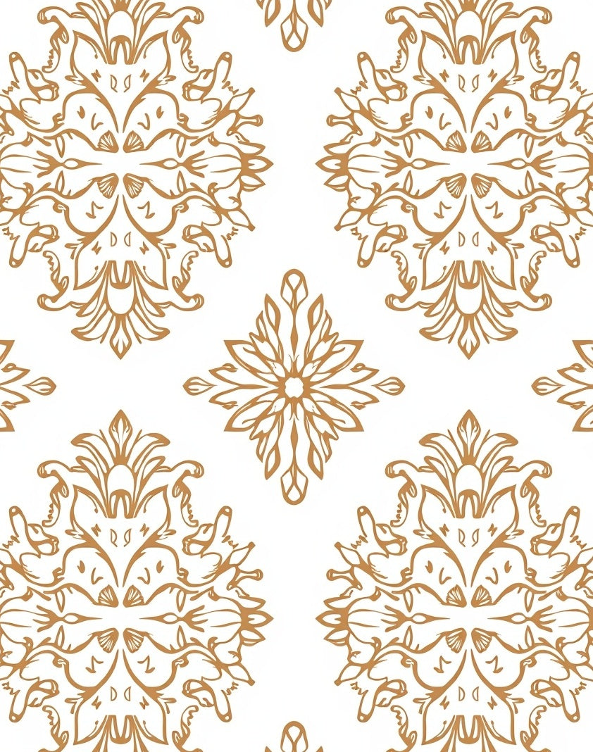 Golden Rococo Scroll Medallion Repeat Rug