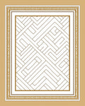 Geometric Golden Labyrinth Border Rug
