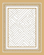 Geometric Golden Labyrinth Border Rug