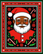 Black Santa Claus Red Festive Portrait Rug