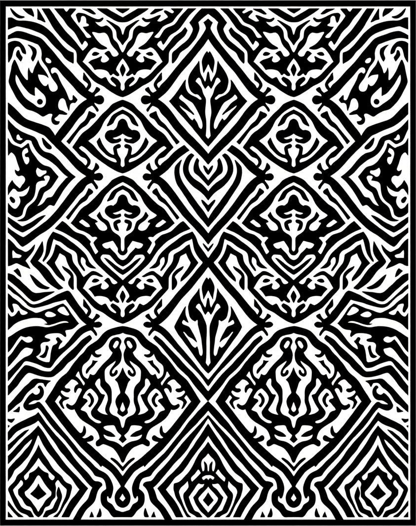 Monochromatic Bold Tribal Diamond Rug