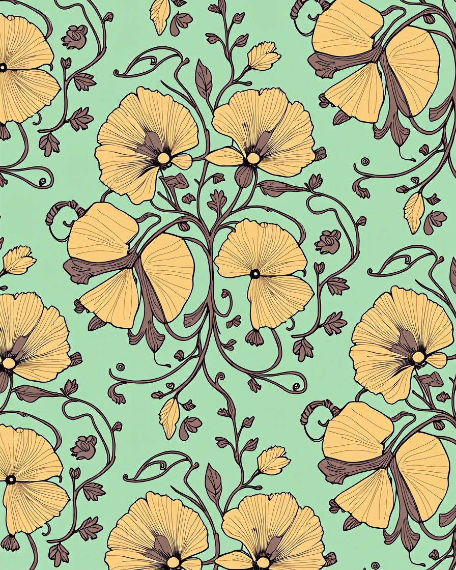 Golden Petal Vine Serenity Rug