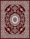 Rich Burgundy White Floral Scroll Rug