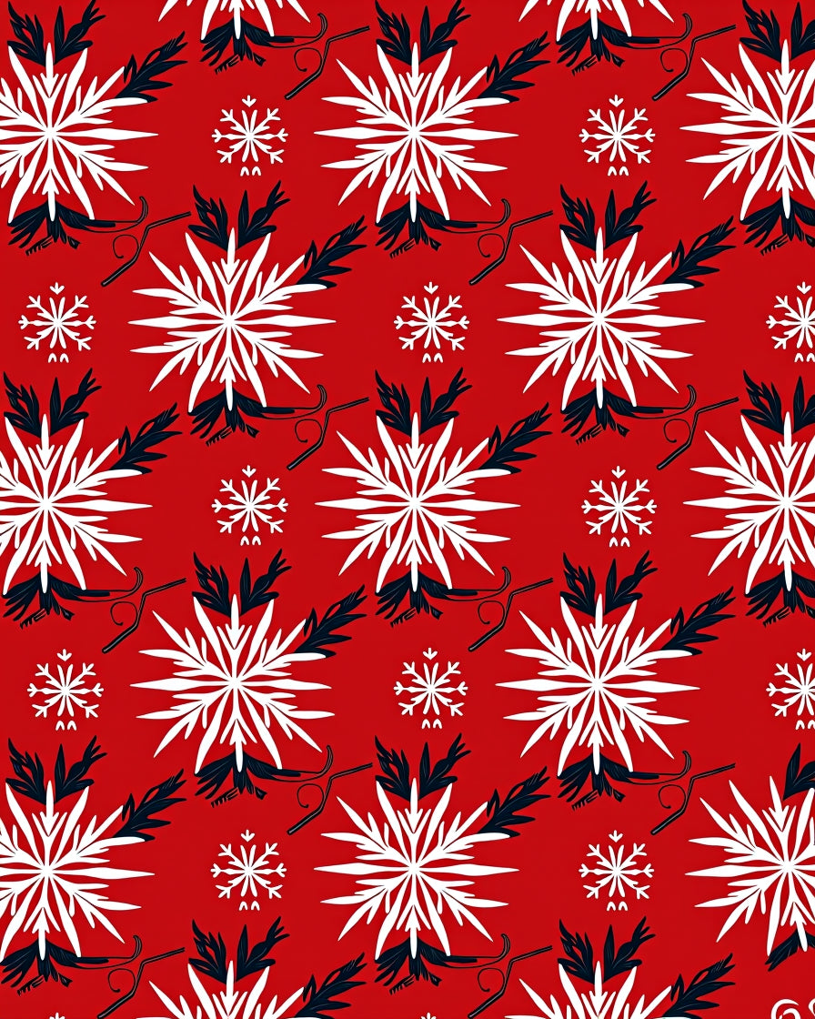 Red White Blue Snowflake Swirls Rug