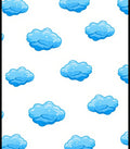 Bright Blue Cartoon Clouds Scattered Rug