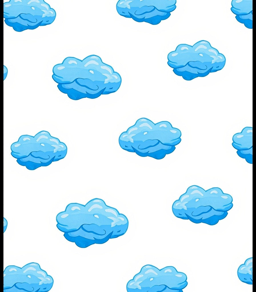 Bright Blue Cartoon Clouds Scattered Rug