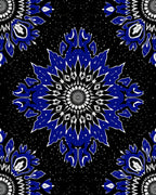 Vibrant Royal Blue Floral Mandala Rug