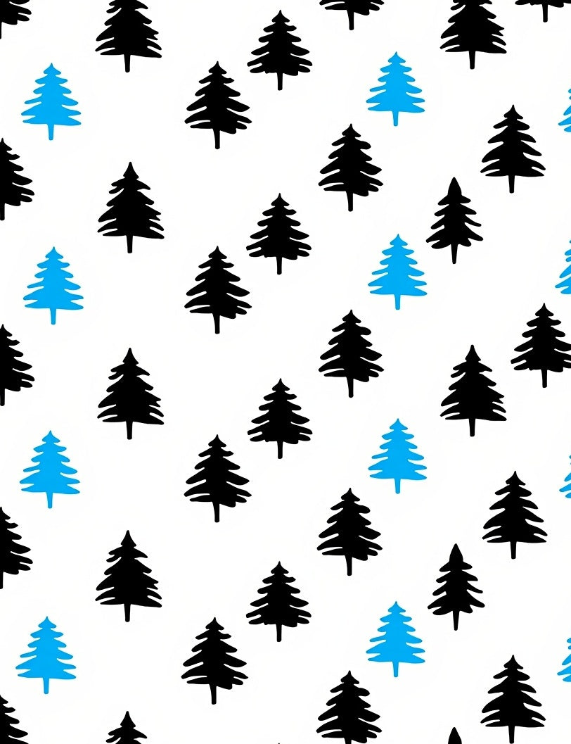 Simple Blue Black Evergreen Trees Rug