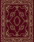 Crimson Gold Swirl Symmetry Rug