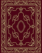 Crimson Gold Swirl Symmetry Rug